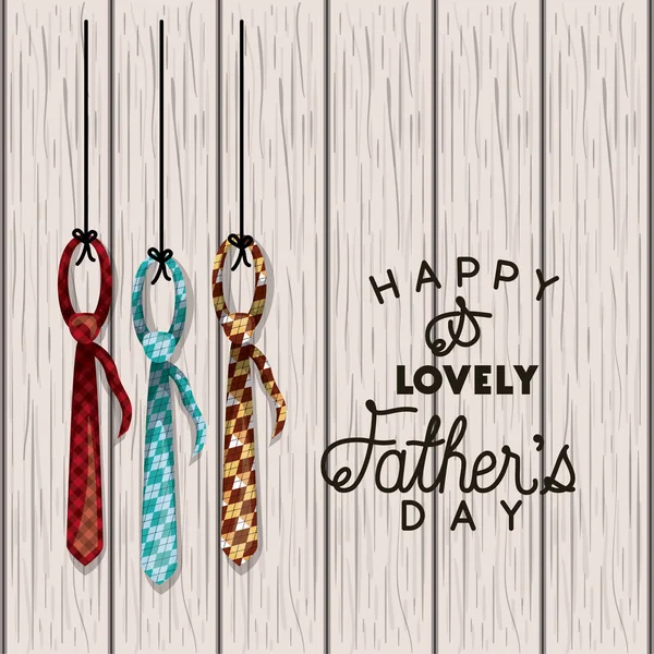 Happy fathers day card with elegant ties — Stock Vector