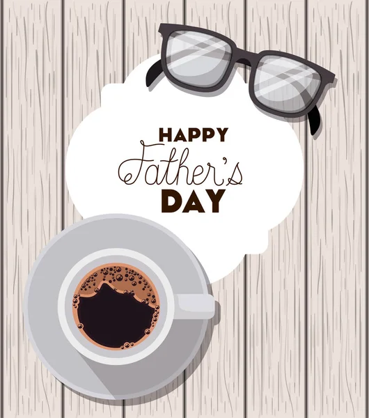 Happy fathers day card with glasses — Stock Vector