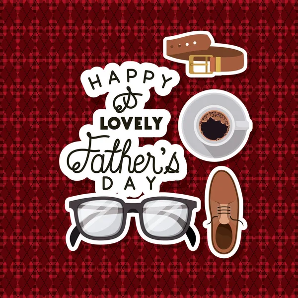 Fathers day card with set accessories over textile background — Stock Vector