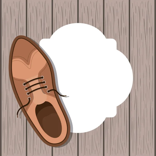 Chaussure masculine sur fond en bois — Image vectorielle