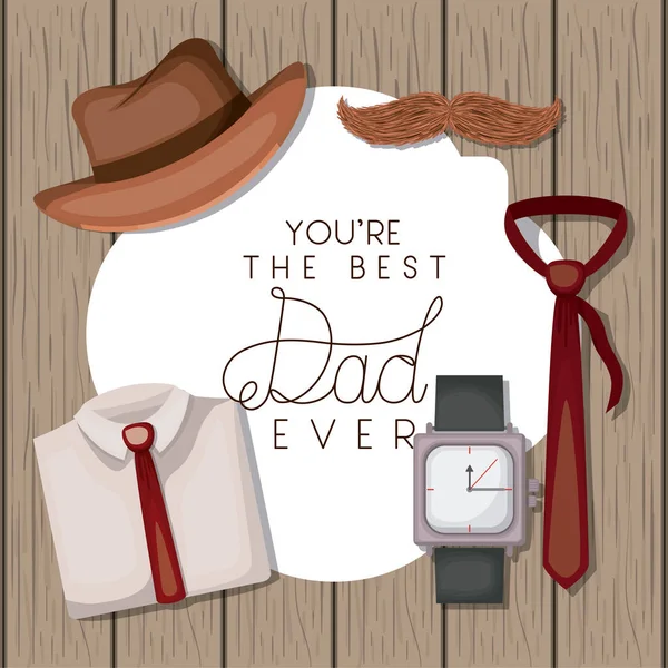 Carte de jour des pères avec accessoires — Image vectorielle
