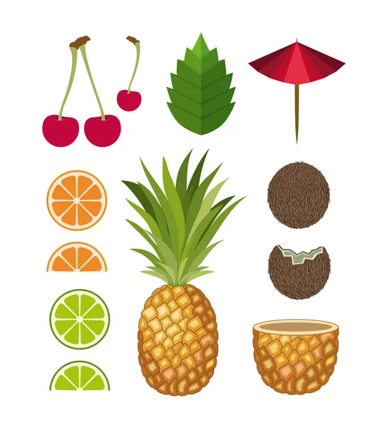 tropik kokteyller Icons set