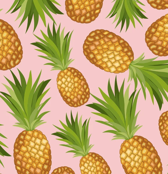 Fresh pineapple fruit tropical pattern — Stock Vector