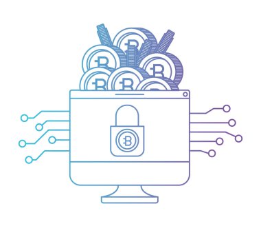 bilgisayar bitcoin ticaret teknoloji simgesiyle