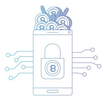 bitcoin ticaret teknoloji simgesi ile Smartphone