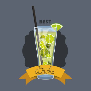 taze ve tropikal kokteyl çerçeve vektör çizim tasarım