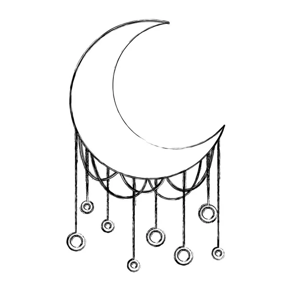 Luna creciente con decoración colgante — Vector de stock