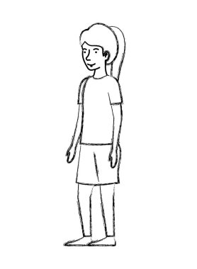 güzel ve genç kadın karakter vektör çizim tasarımı