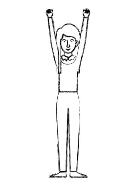 güzel ve genç kadın kadar eller ile kutluyor