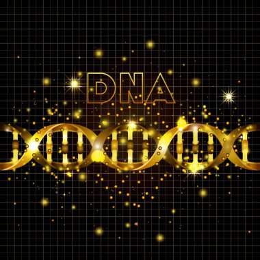 DNA molekülü üzerinde altın çizgi deseni