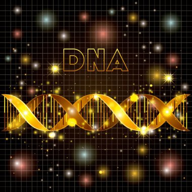 DNA molekülü üzerinde altın çizgi deseni