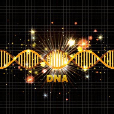 DNA molekülü üzerinde altın çizgi deseni