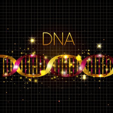 DNA molekülü üzerinde altın çizgi deseni