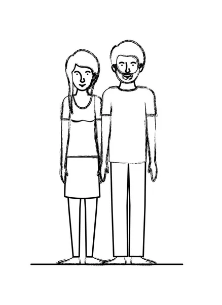 Jeune couple avatars personnages — Image vectorielle