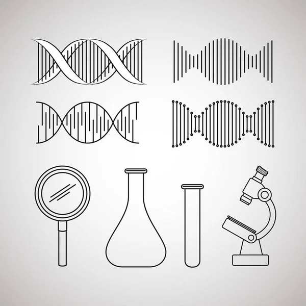 Struktura cząsteczki DNA zestaw ikon — Wektor stockowy