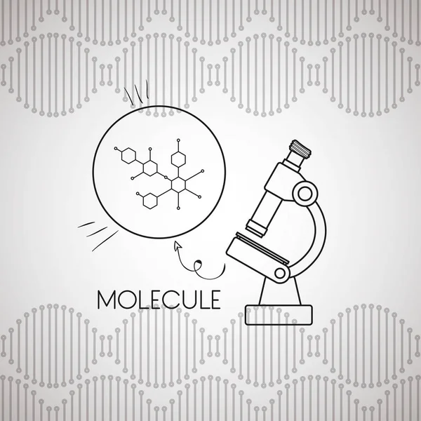 Molekyl struktur med Mikroskop — Stock vektor
