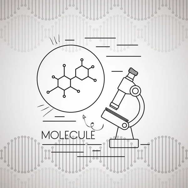 Molekyl struktur med Mikroskop — Stock vektor