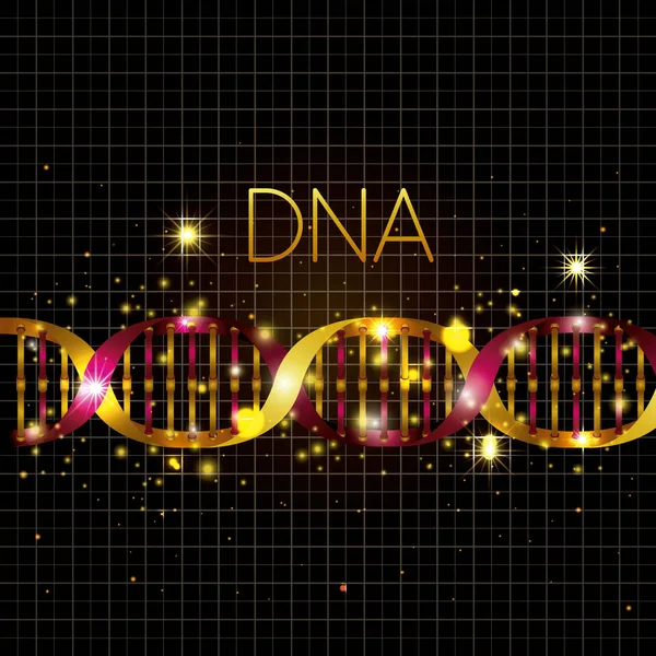 Dna molecule on line golden pattern — Stock Vector