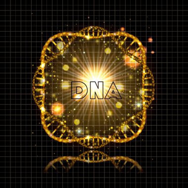 DNA molekülü dairesel altın yapısı vektör çizim tasarım