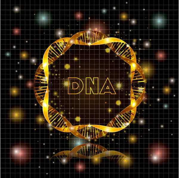 DNA molecuul cirkelvormige gouden structuur — Stockvector