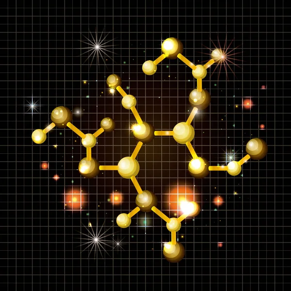 Struttura molecolare icona dorata — Vettoriale Stock