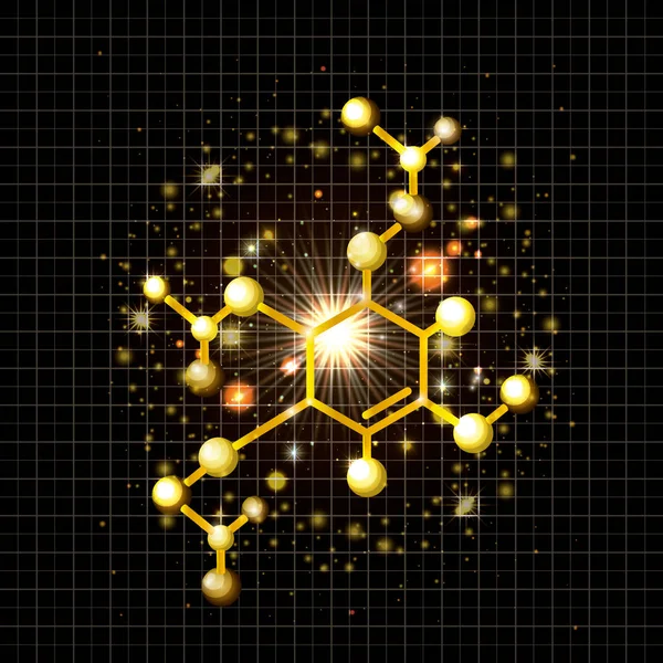 Molekyl struktur gyllene ikon — Stock vektor