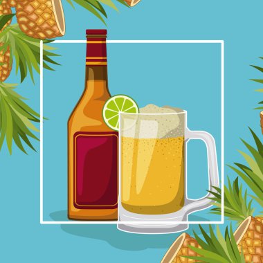 en iyi içki şişesiyle Kupası üzerinde çerçeve çiçek