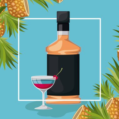 en iyi içki şişesiyle Kupası üzerinde çerçeve çiçek