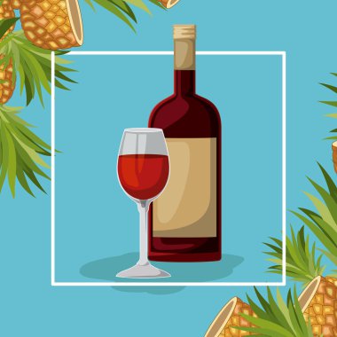 en iyi içki şişesiyle Kupası üzerinde çerçeve çiçek