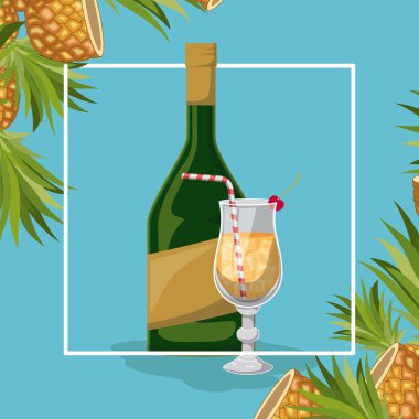 en iyi içki şişesiyle Kupası üzerinde çerçeve çiçek