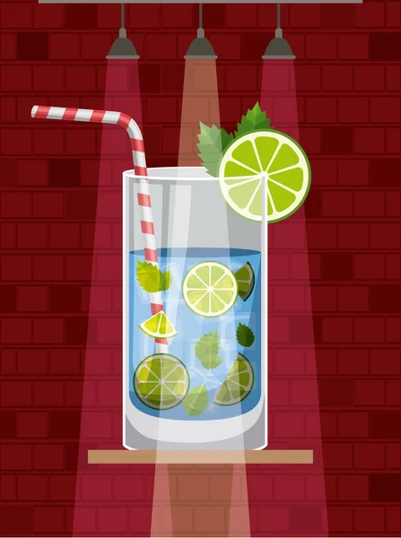 Fresh and tropical cocktail — Stock Vector