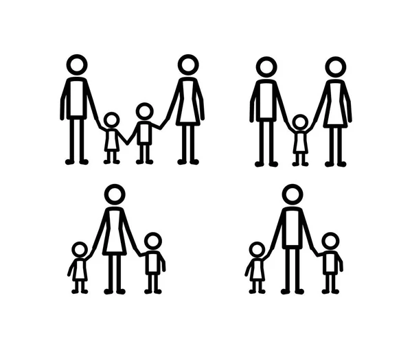 Family members set lines figures — Stock Vector