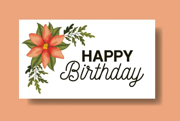 Tarjeta de fiesta de cumpleaños con marco floral — Archivo Imágenes Vectoriales