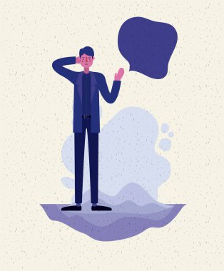 konuşma balonu avatar karakter ile genç adam