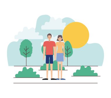 Dış sahne avatarlar karakter genç çift