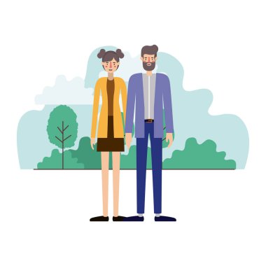 Dış sahne avatarlar karakter genç çift