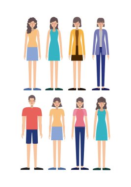 insanlar retro tarzı karakter grubu