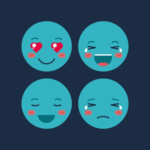 Set karakter emoticon kawaii - Stok Vektor
