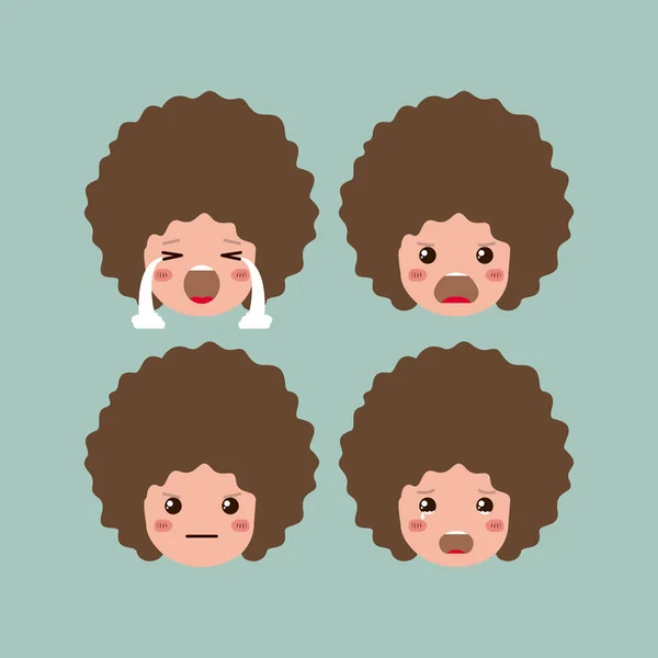 Pequenos meninos emoticon definir personagens kawaii — Vetor de Stock