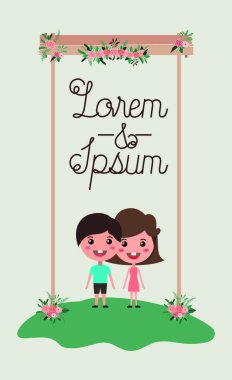 düğün davetiye kartı çift karakterli