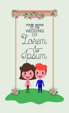 düğün davetiye kartı çift karakterli