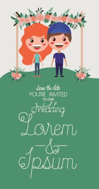 düğün davetiye kartı çift karakterli