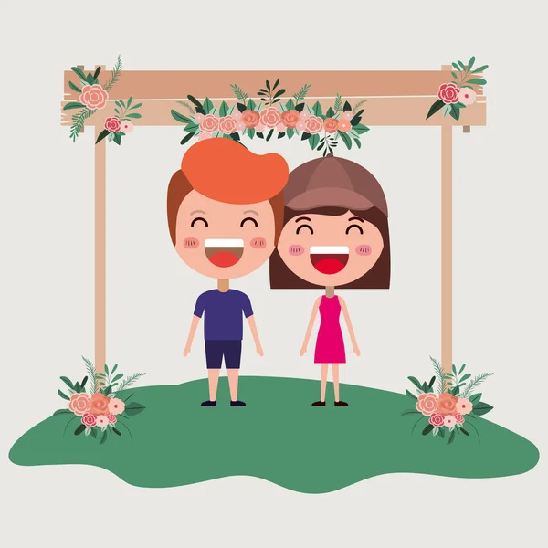 Carte d'invitation de mariage avec deux personnages — Image vectorielle