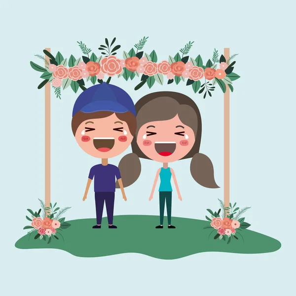 Tarjeta de invitación de boda con personajes de pareja — Vector de stock