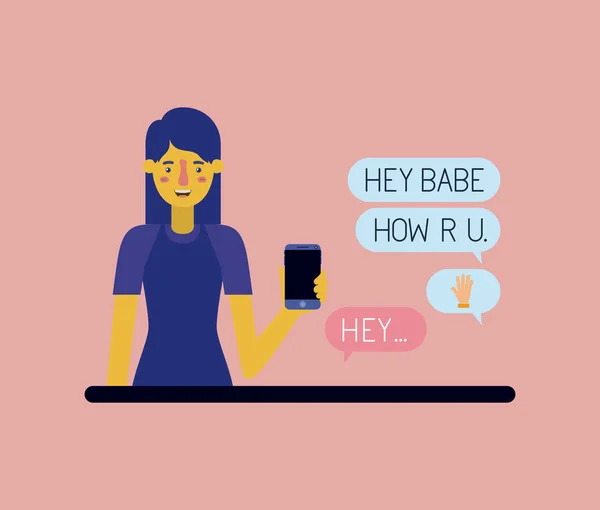 Femme Chating avec Smartphone — Image vectorielle