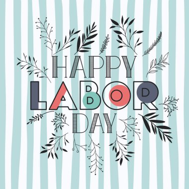 mutlu İşçi Bayramı etiketi ile çerçeve yapraklar