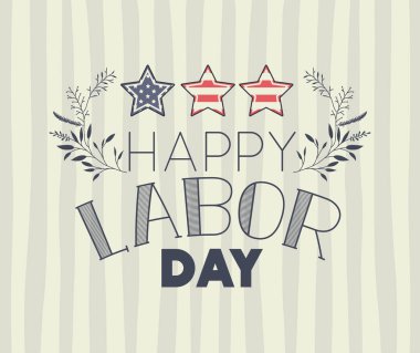 mutlu İşçi Bayramı etiketle yapraklar ve yıldız