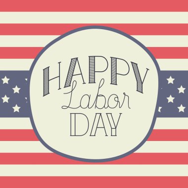 ABD bayrağı ile mutlu İşçi Bayramı etiketi