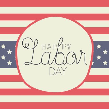 ABD bayrağı ile mutlu İşçi Bayramı etiketi