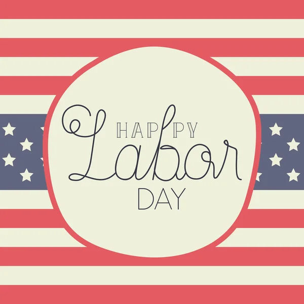 stock vector happy labor day label with usa flag